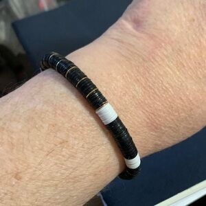 Black and White Beaded Stretch Bracelet